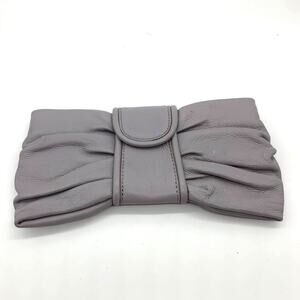 Banana Republic Bow Clutch Womens Small Bag Gray Leather Evening Purse